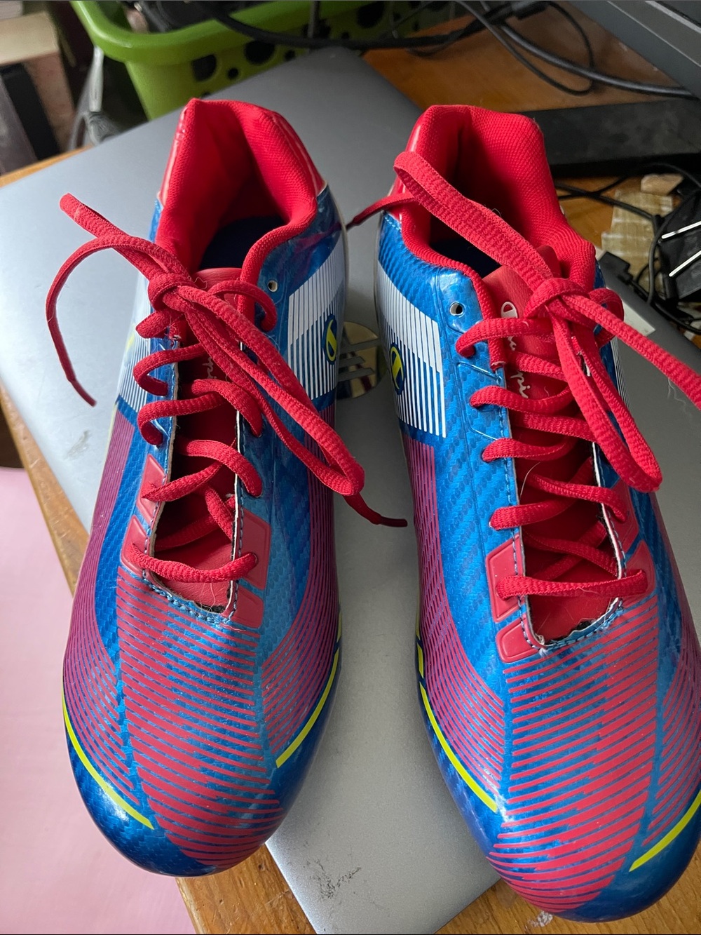 NWOB Champion Youth red/blue/green soccer cleats